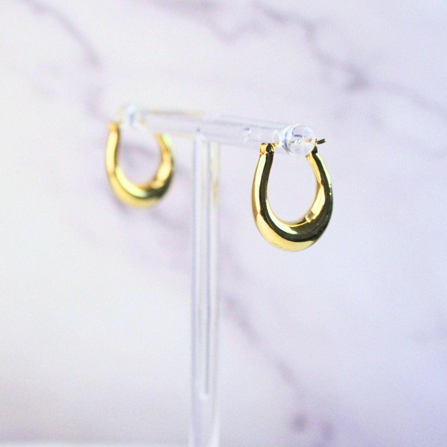 18K Solid Gold Nina Hoop Earrings | Classic Teardrop Hoops | Minimalist Everyday Gold Jewelry
