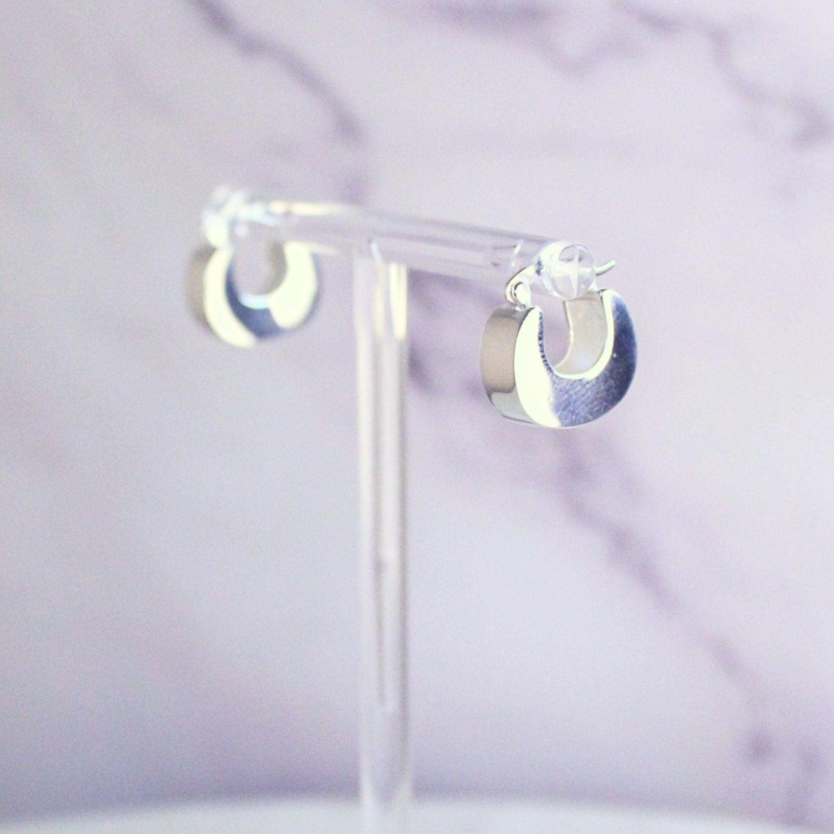 Sterling Silver Chunky Kelly Hoop Earrings | Modern Minimalist Silver Hoops | Everyday Statement Earrings