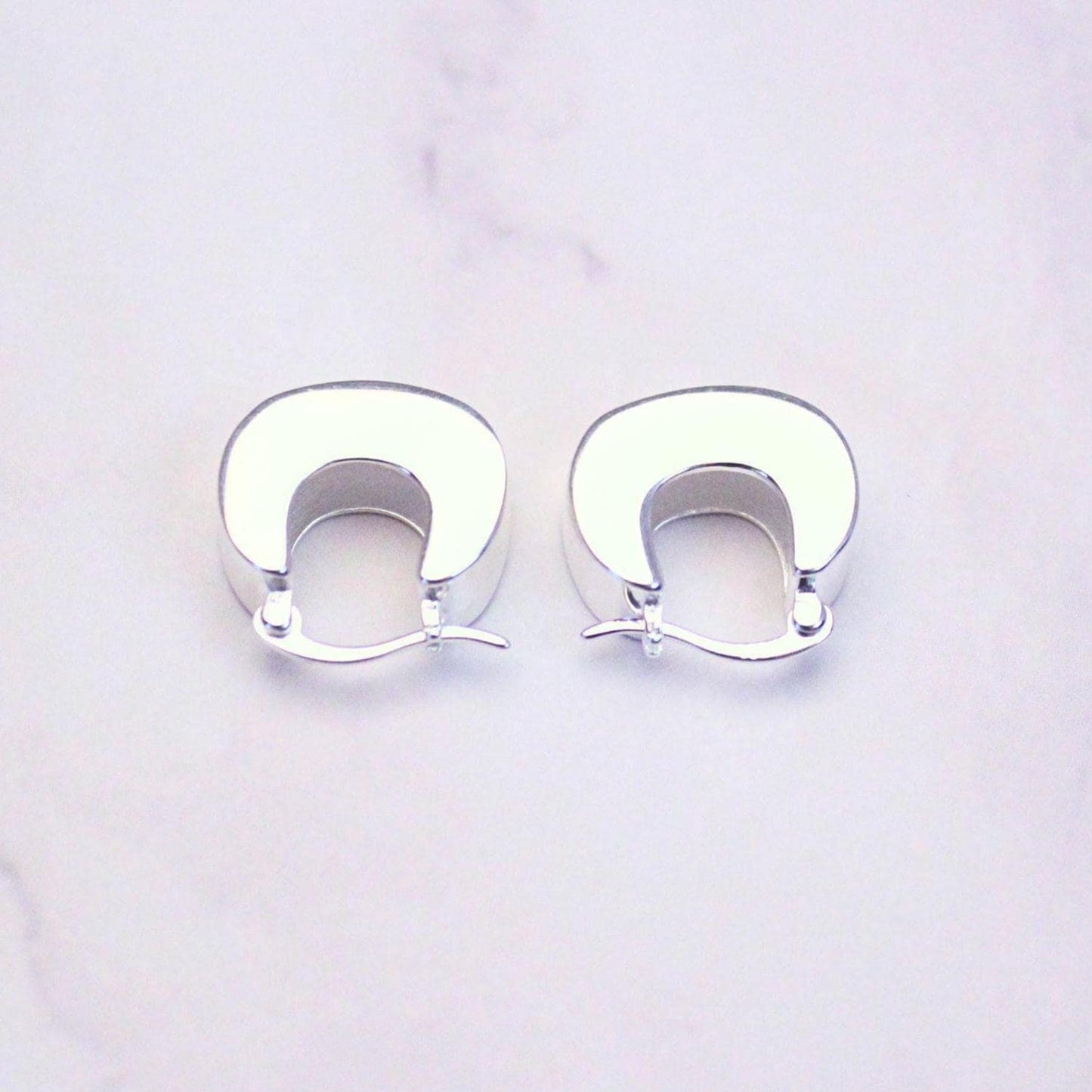 Sterling Silver Chunky Kelly Hoop Earrings | Modern Minimalist Silver Hoops | Everyday Statement Earrings