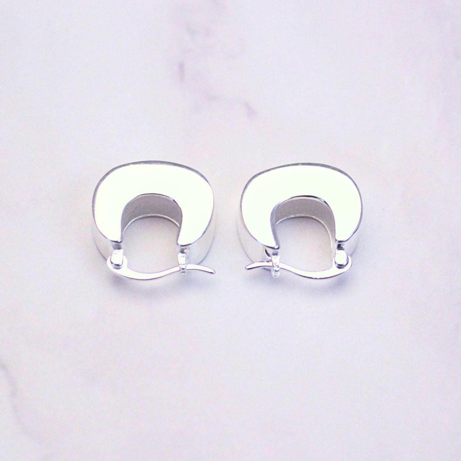 Sterling Silver Chunky Kelly Hoop Earrings | Modern Minimalist Silver Hoops | Everyday Statement Earrings