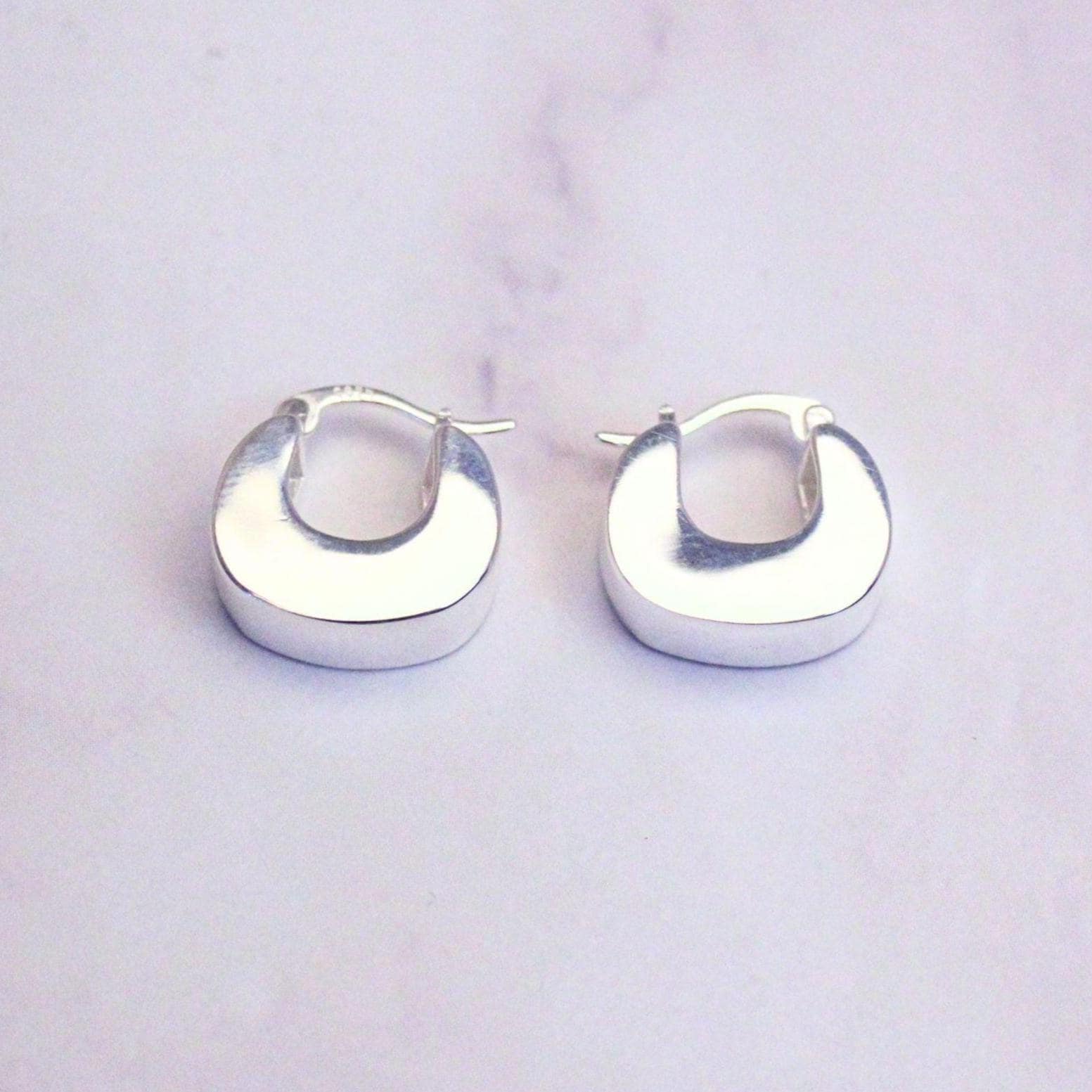 Sterling Silver Chunky Kelly Hoop Earrings | Modern Minimalist Silver Hoops | Everyday Statement Earrings