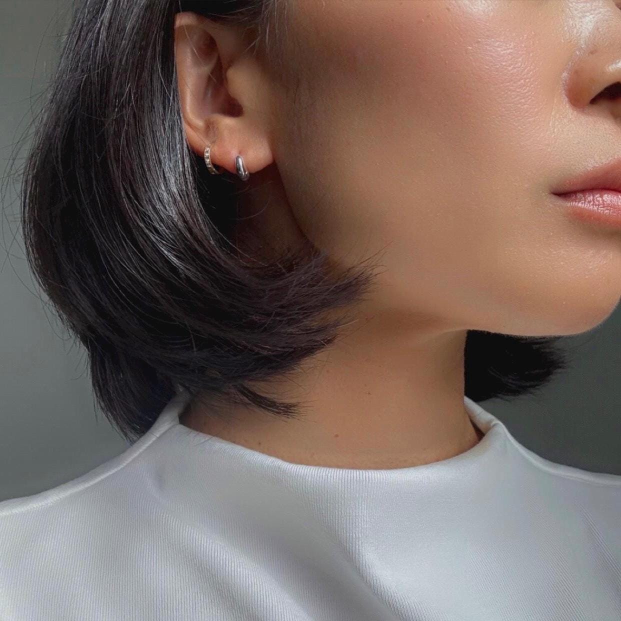 Minimalist Ultra Mini Sterling Silver Stella Earrings | Everyday Hoop Studs