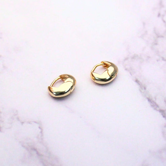 Minimalist Ultra Mini Sterling Silver Stella Earrings | 14k Gold Plated | Everyday Hoop Studs