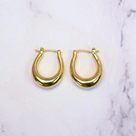18K Solid Gold Nina Hoop Earrings | Classic Teardrop Hoops | Minimalist Everyday Gold Jewelry