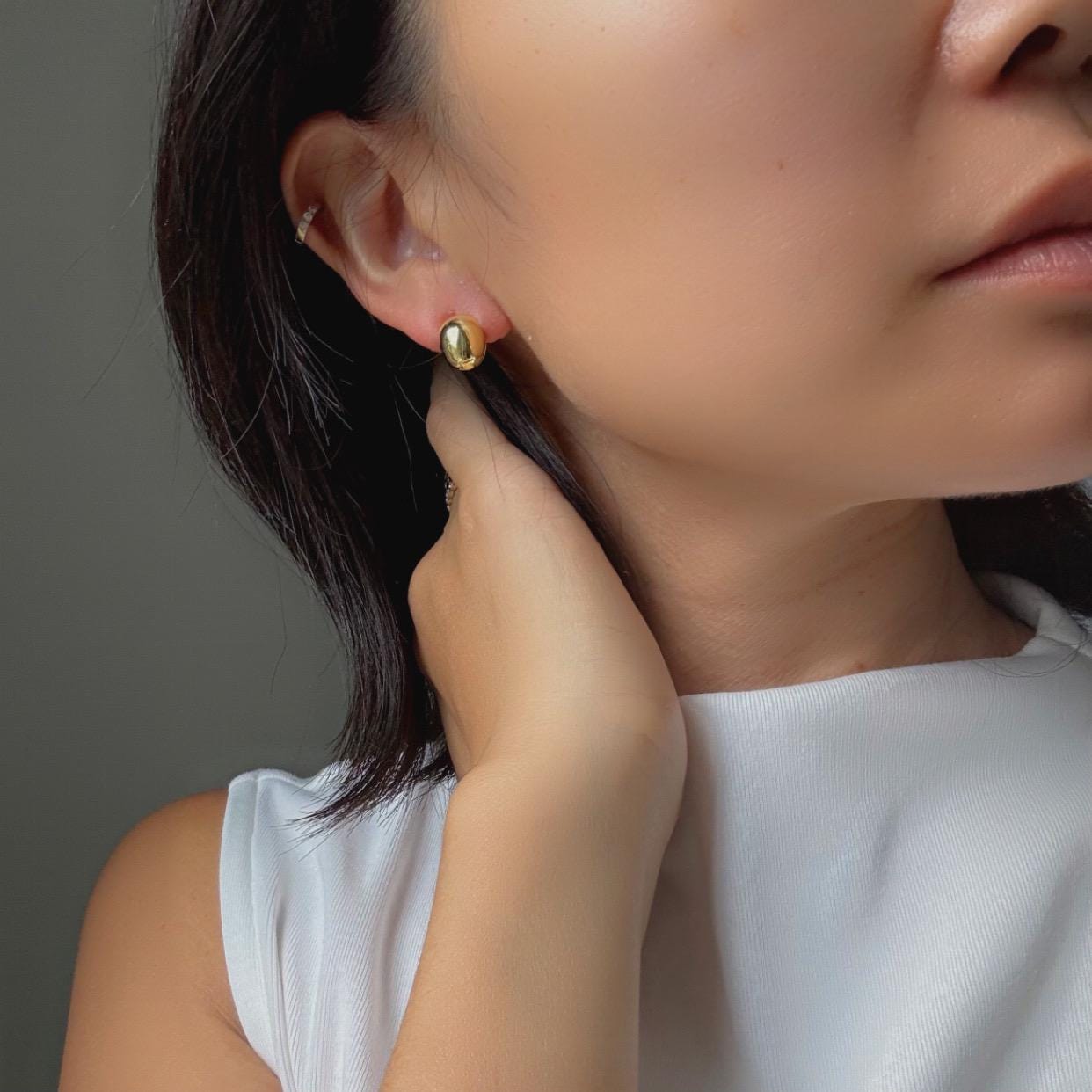 Minimalist Sterling Silver Abigail Hoop Earrings: 14k Gold Plated