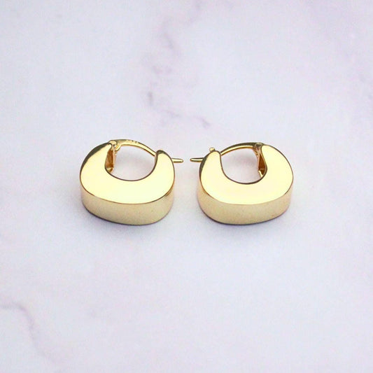 18k Gold Plated Sterling Silver Chunky Kelly Hoop Earrings: Minimalist Kelly Style