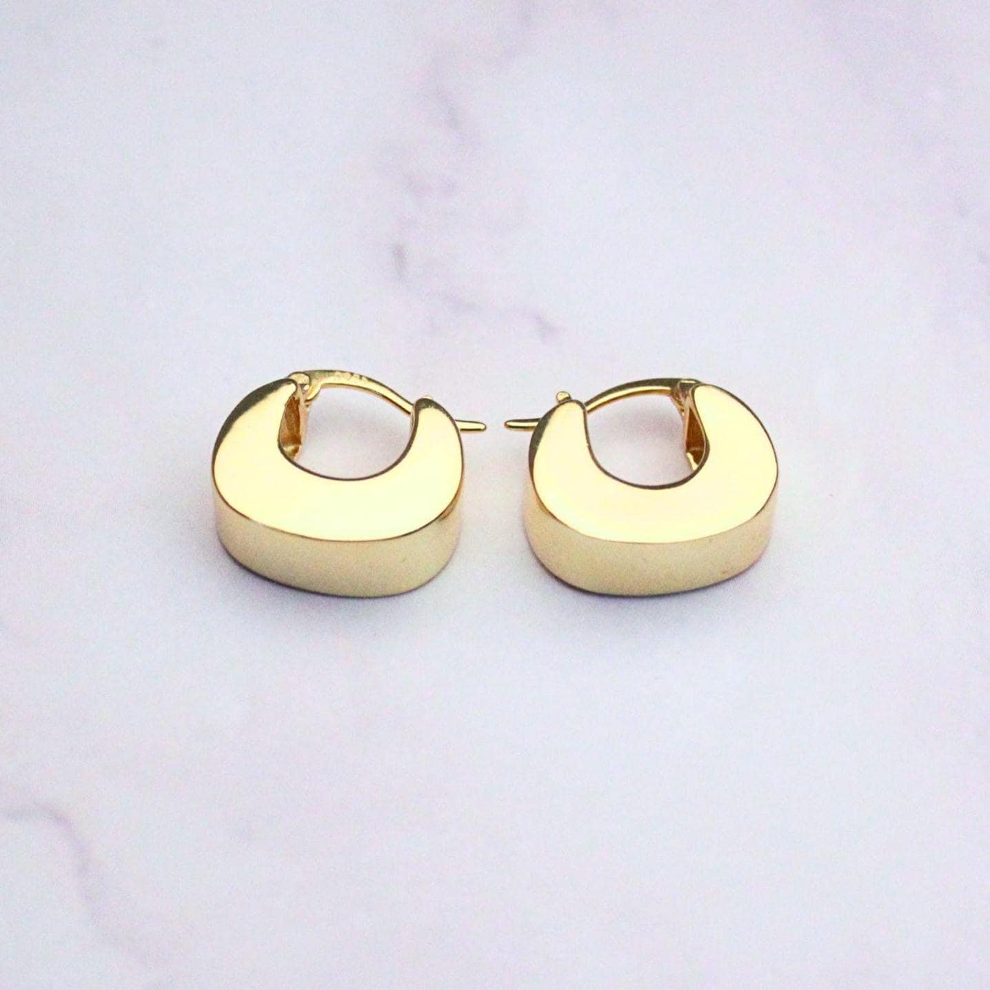 14K Gold Plated Sterling Silver Chunky Kelly Hoop Earrings | Modern Minimalist Hoops | Everyday Gold Earrings
