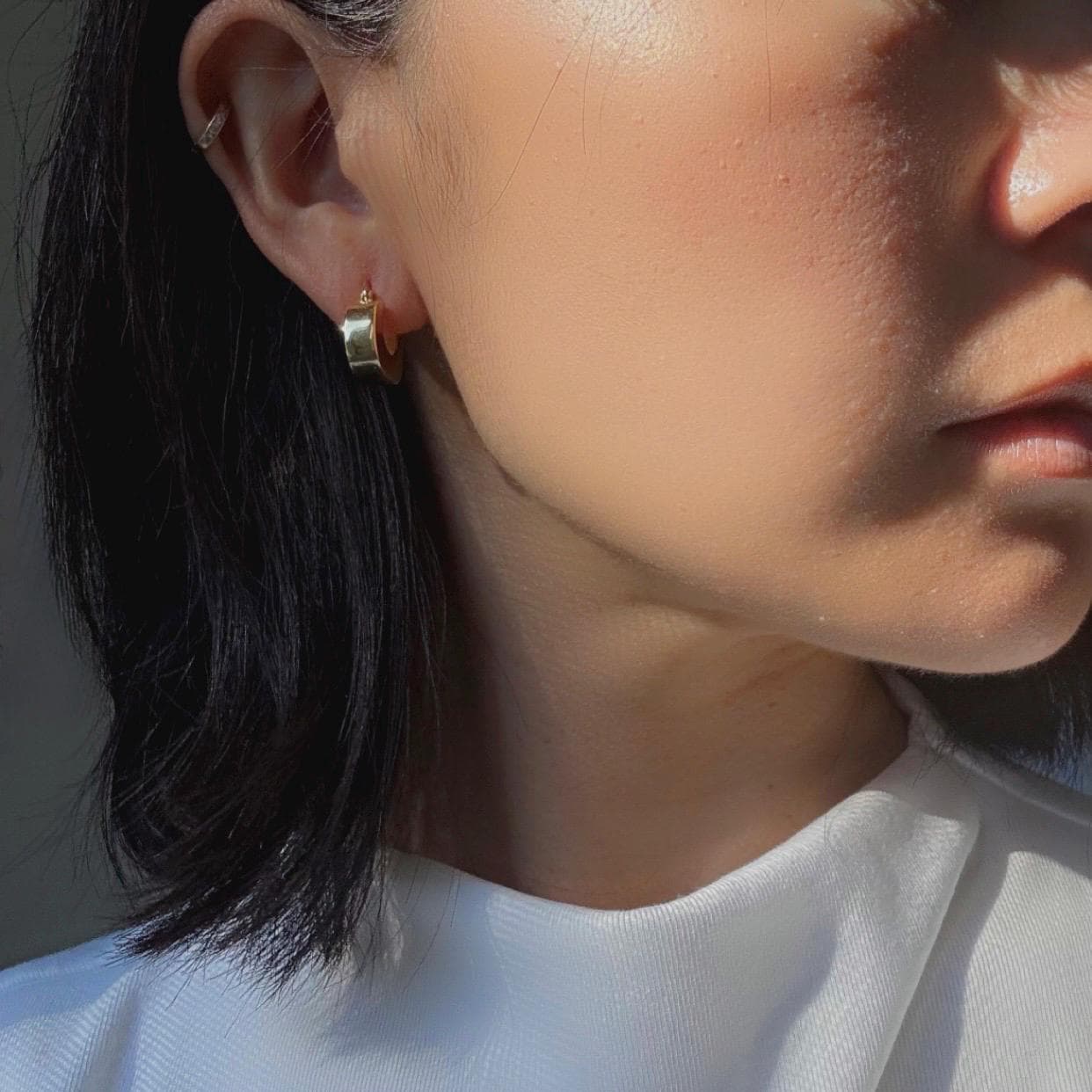 14K Gold Plated Sterling Silver Chunky Kelly Hoop Earrings | Modern Minimalist Hoops | Everyday Gold Earrings