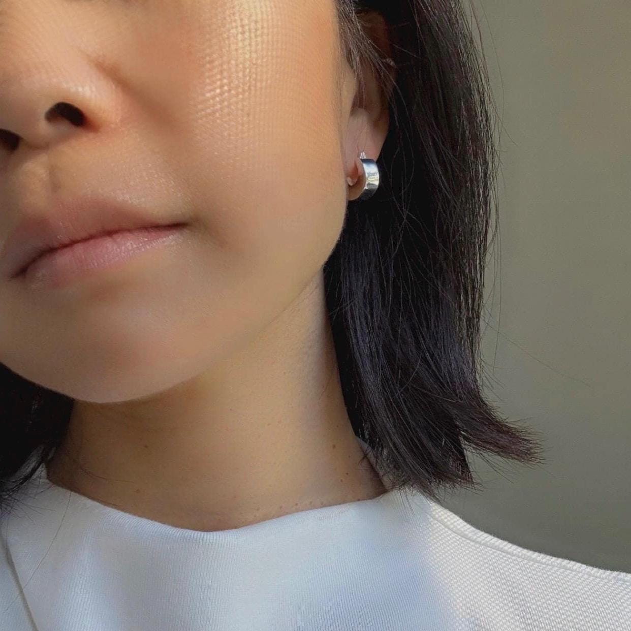 Sterling Silver Chunky Kelly Hoop Earrings | Modern Minimalist Silver Hoops | Everyday Statement Earrings