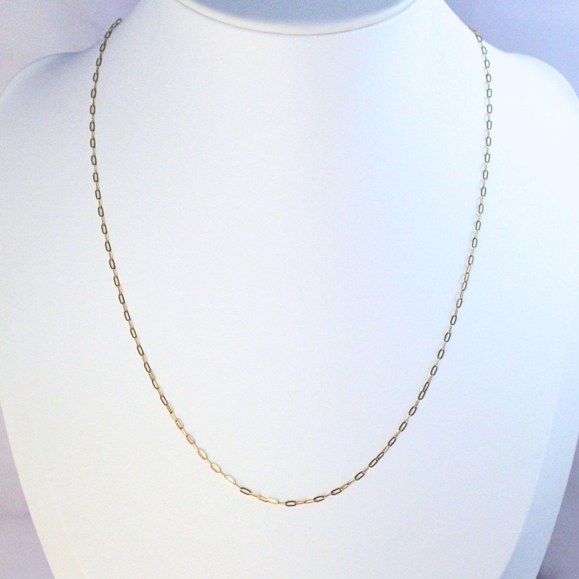 18K Solid Gold Paperclip Chain Gabby Necklace: Dainty Minimalist Jewelry