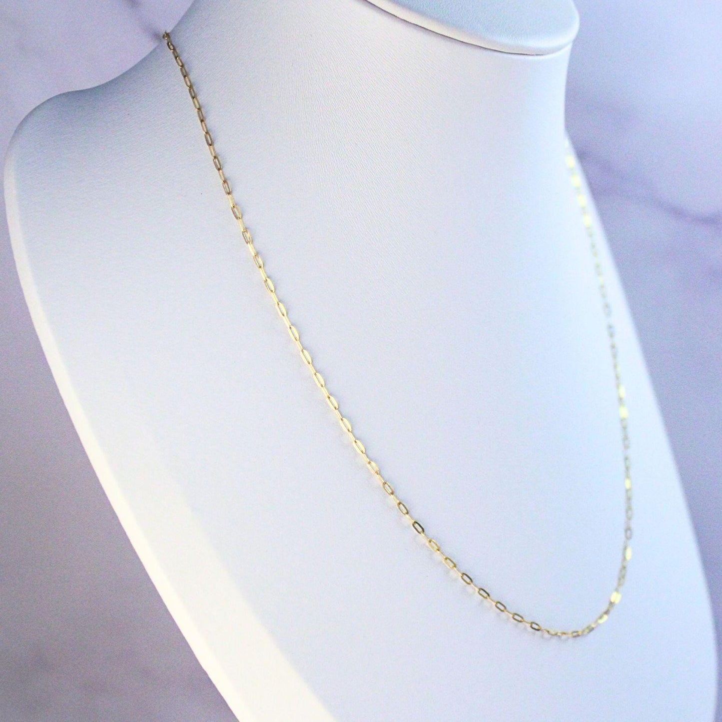 18K Solid Gold Paperclip Chain Gabby Necklace: Dainty Minimalist Jewelry