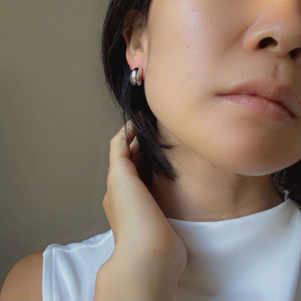 Minimalist Crescent Sterling Silver Zoey Earrings Everyday Statement Jewelry