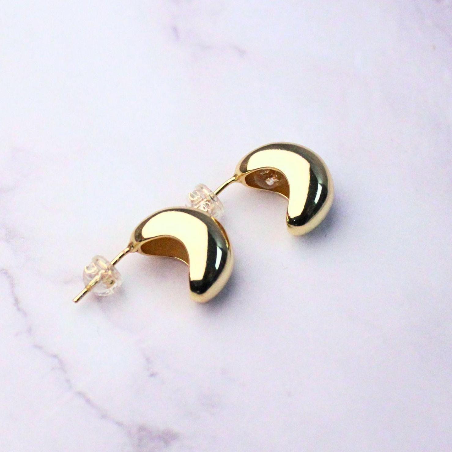 Minimalist 18k Gold Plated Sterling Silver Chunky Crescent Zoey Earrings