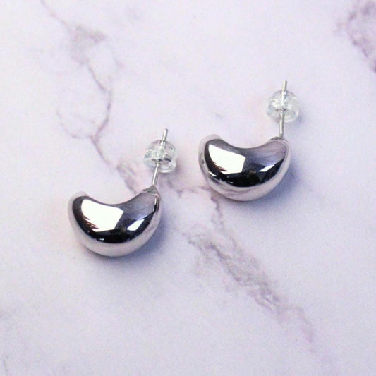 Minimalist Crescent Sterling Silver Zoey Earrings Everyday Statement Jewelry