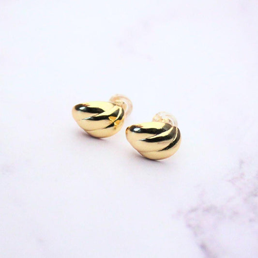 Modern 18k Gold Plated Sterling Silver Dome Vivian Stud Earrings