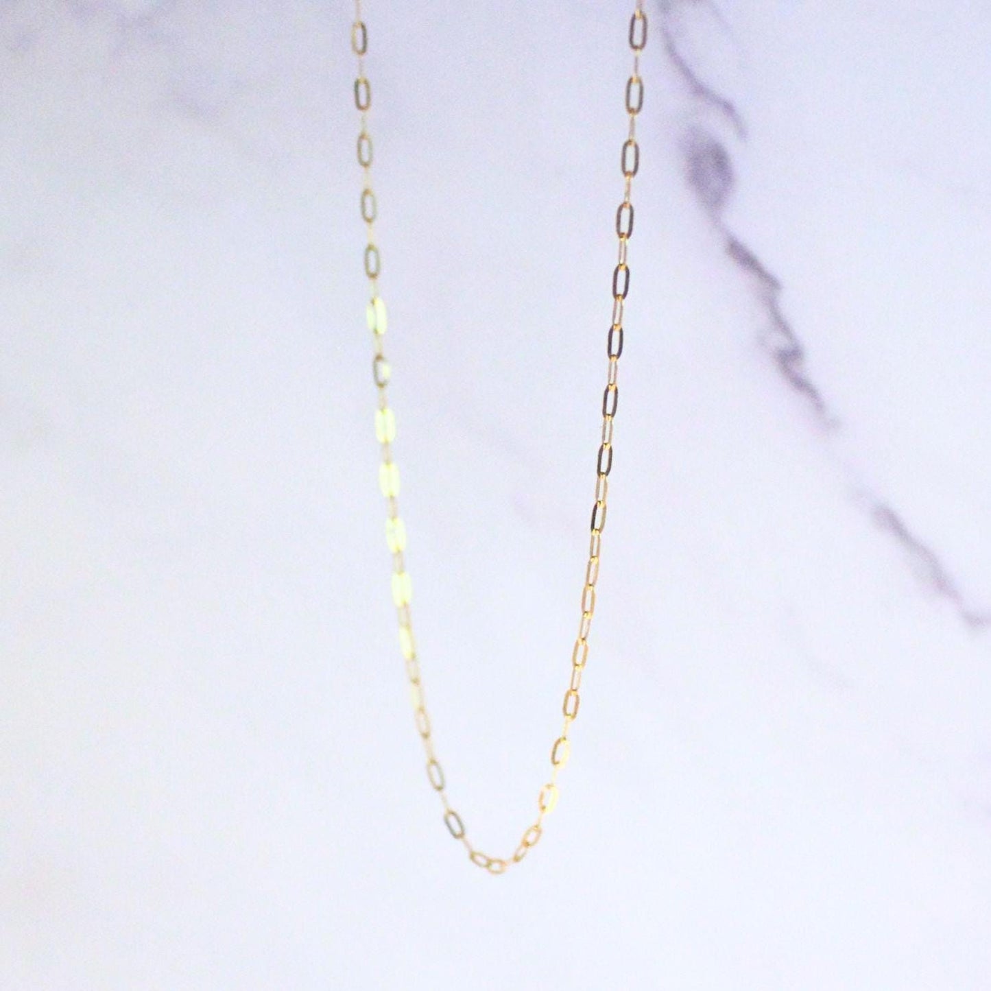 18K Solid Gold Paperclip Chain Gabby Necklace: Dainty Minimalist Jewelry