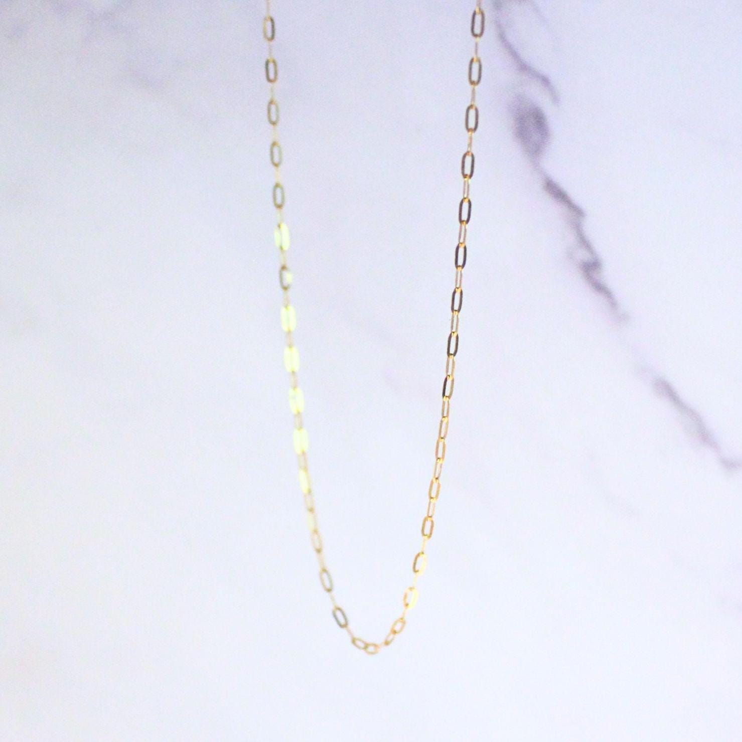 18K Solid Gold Paperclip Chain Gabby Necklace: Dainty Minimalist Jewelry