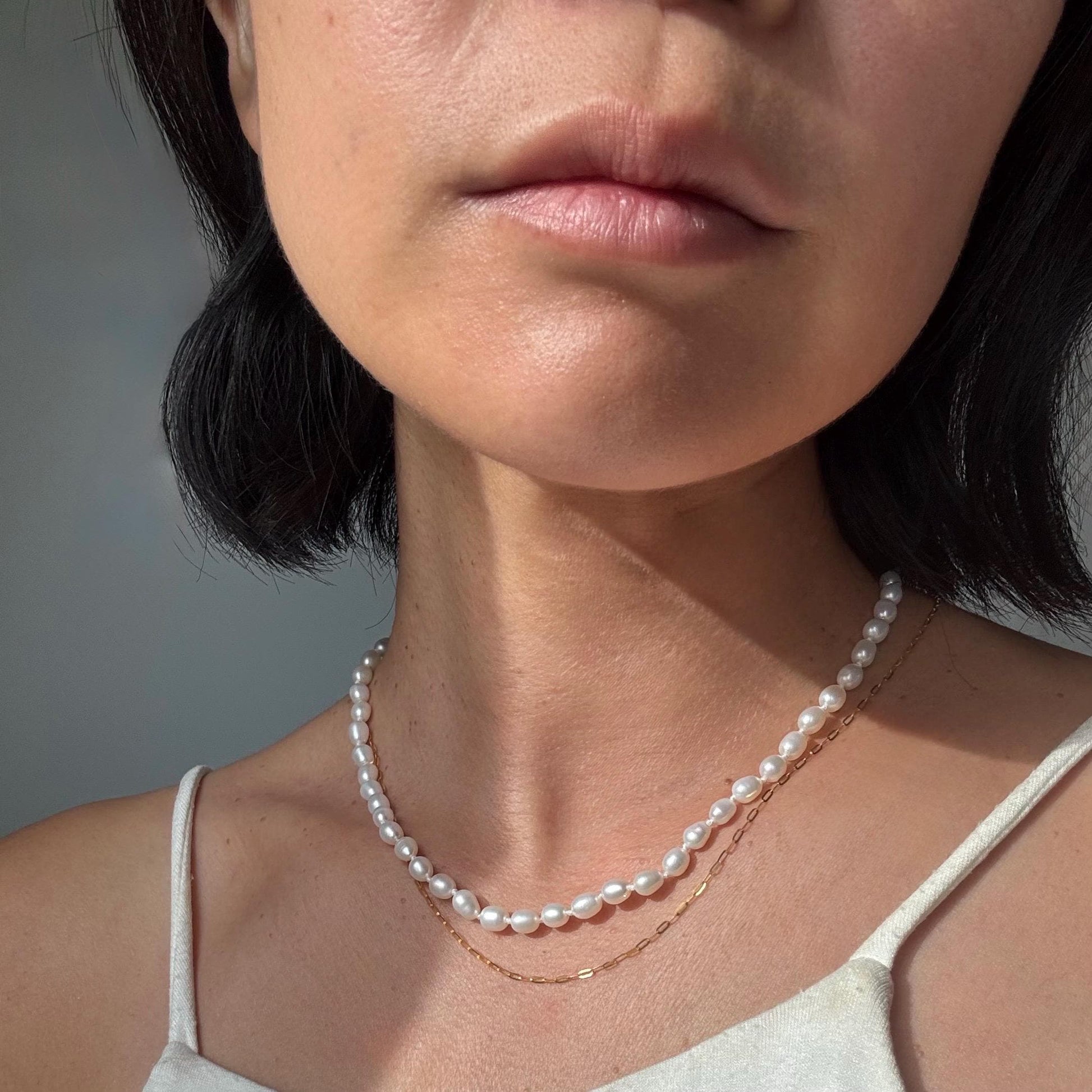 18K Solid Gold Paperclip Chain Gabby Necklace: Dainty Minimalist Jewelry