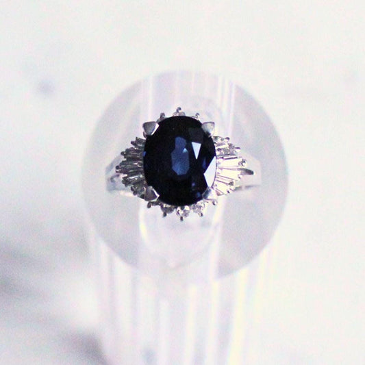 3.27ct Natural Sapphire & Diamond Platinum Ring – Timeless Fine Jewelry