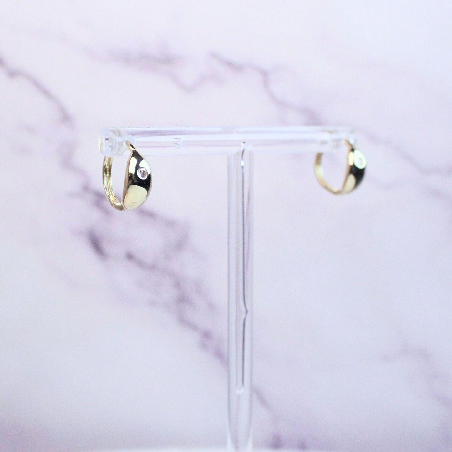 10K Solid Gold CZ Allison Hoop Earrings – Minimalist Everyday Huggies