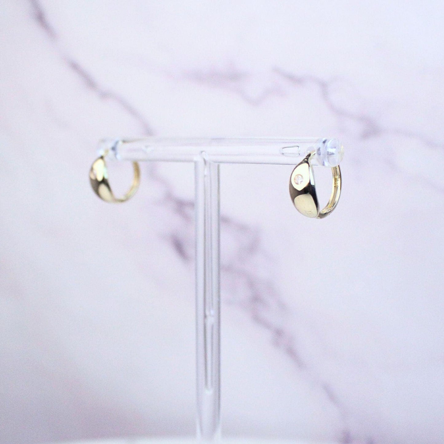 10K Solid Gold CZ Allison Hoop Earrings – Minimalist Everyday Huggies
