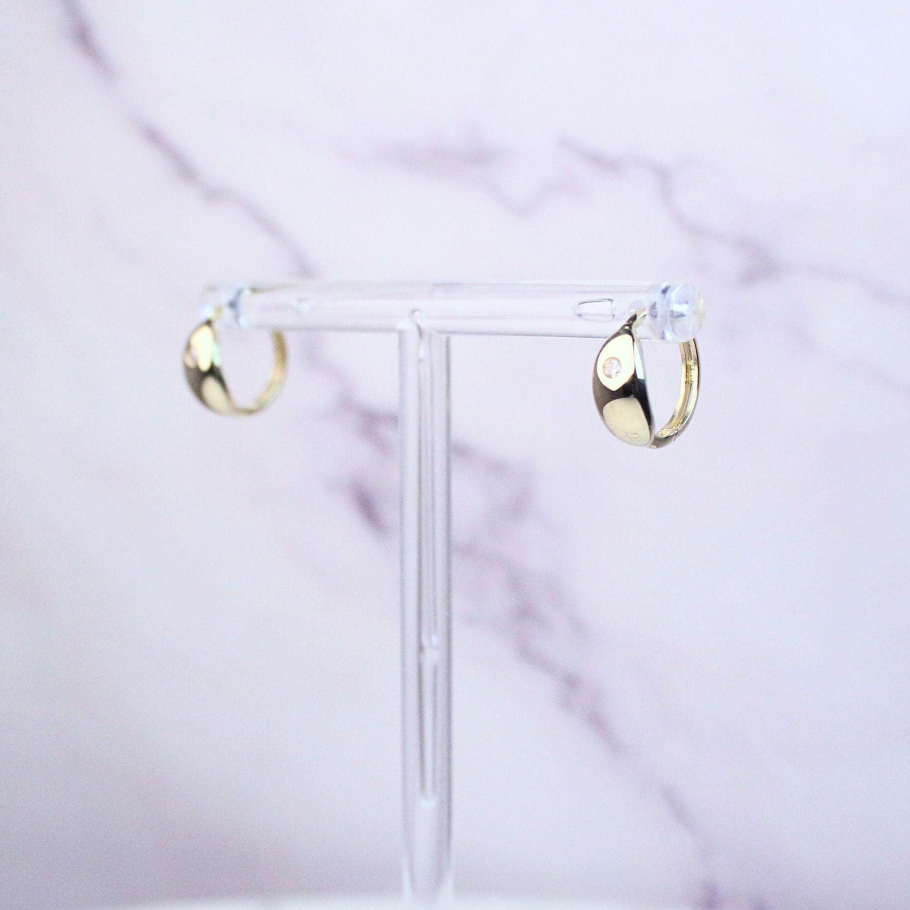 10K Solid Gold CZ Allison Hoop Earrings – Minimalist Everyday Huggies