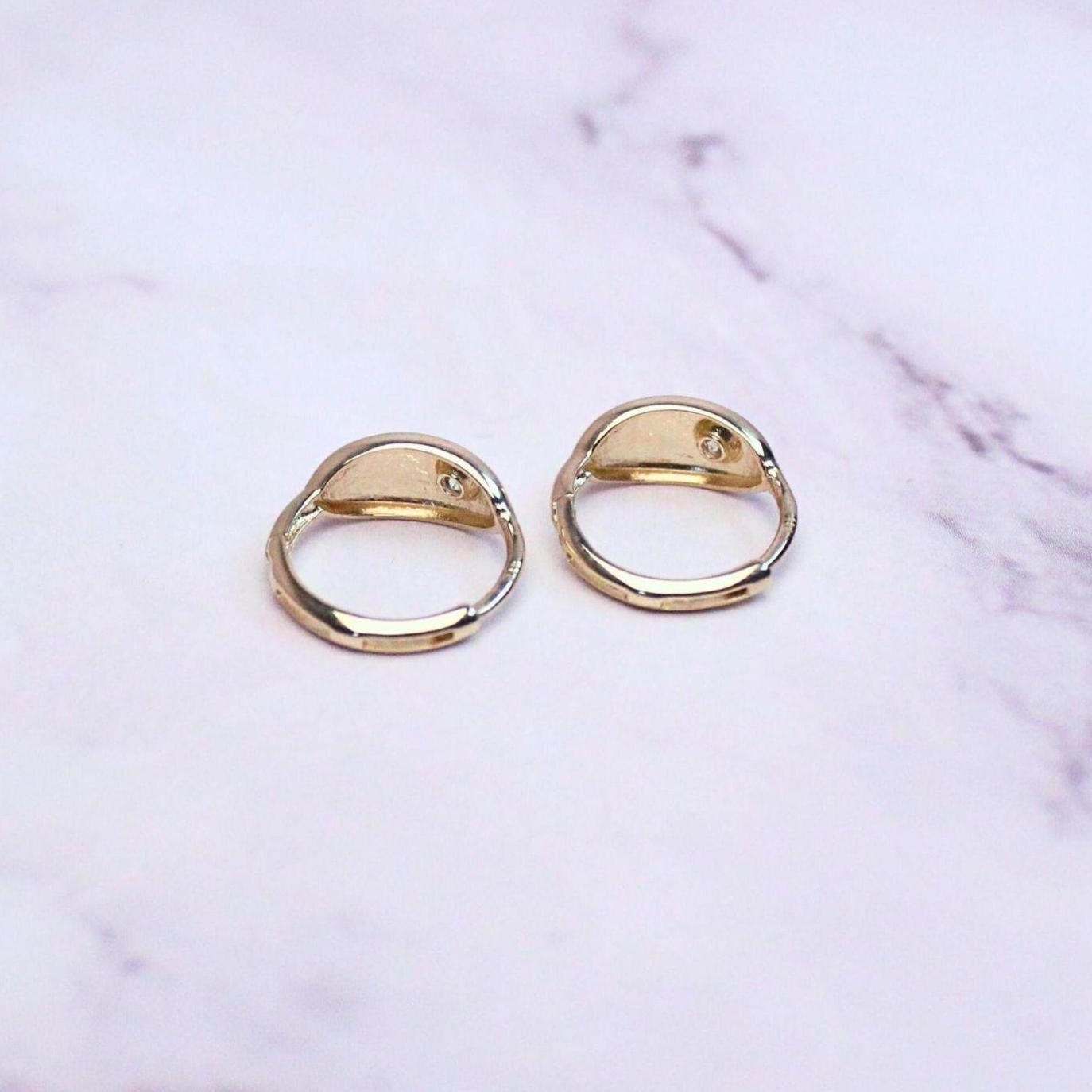 10K Solid Gold CZ Allison Hoop Earrings – Minimalist Everyday Huggies