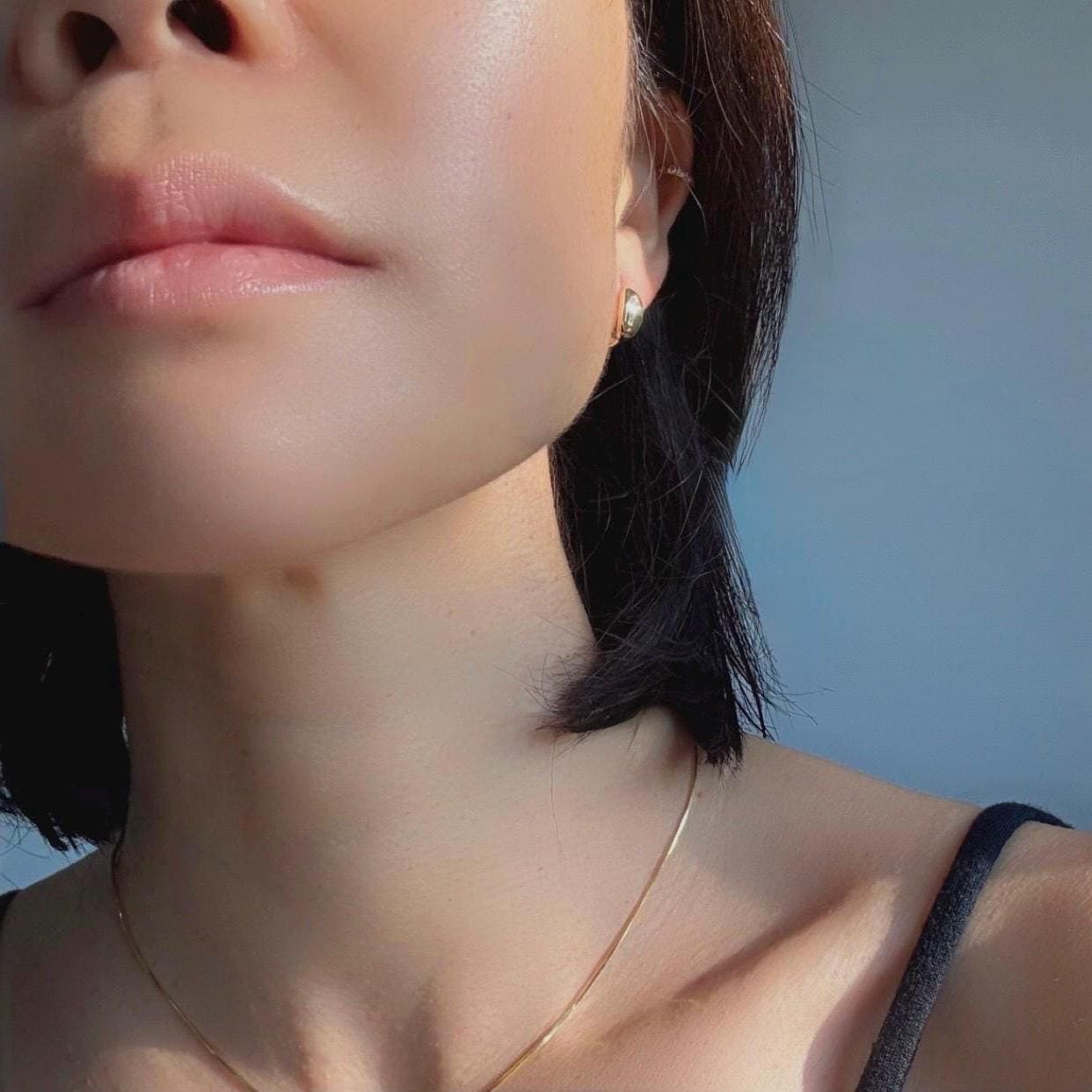 10K Solid Gold CZ Allison Hoop Earrings – Minimalist Everyday Huggies