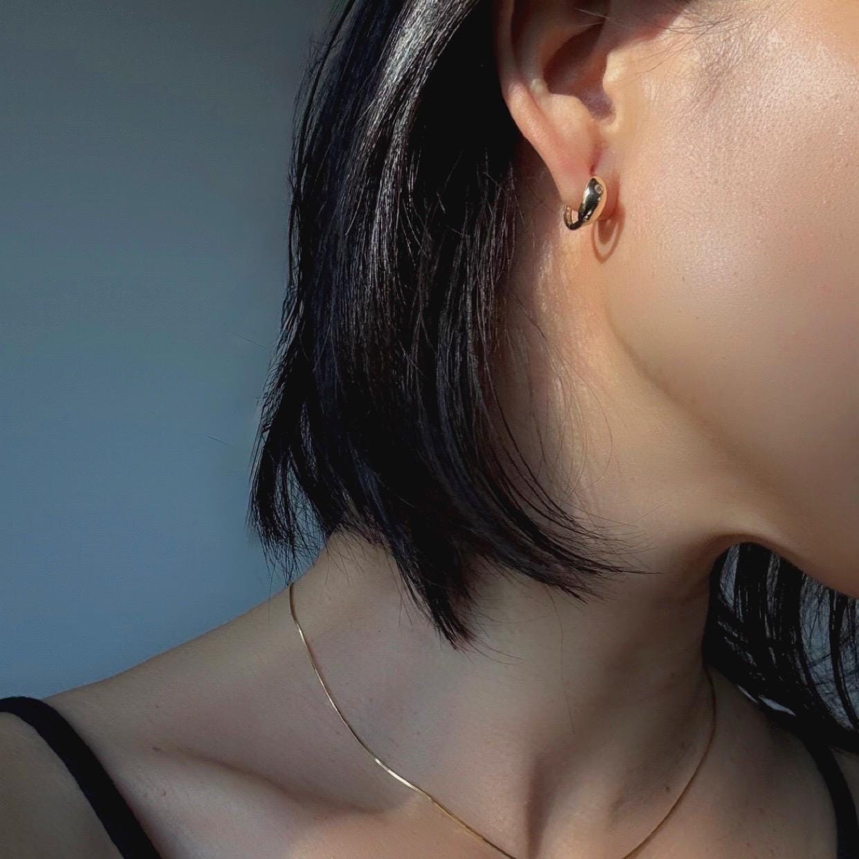 10K Solid Gold CZ Allison Hoop Earrings – Minimalist Everyday Huggies