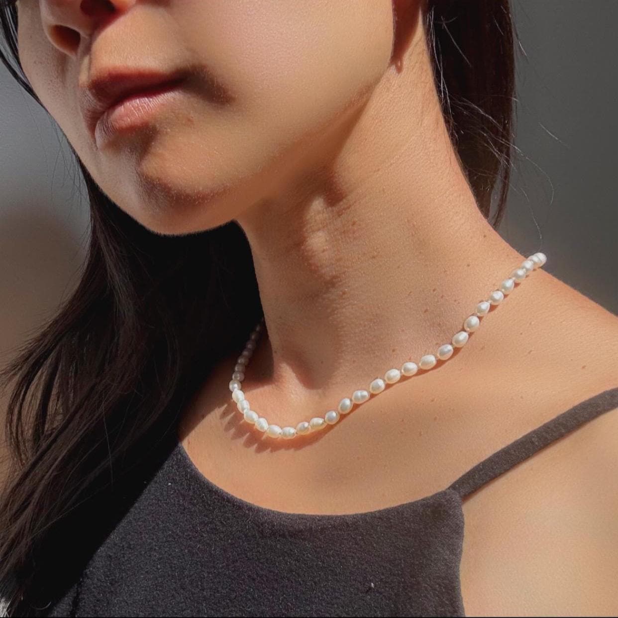 14k Gold Pearl Choker Necklace - Handmade Fine Jewelry, 16”