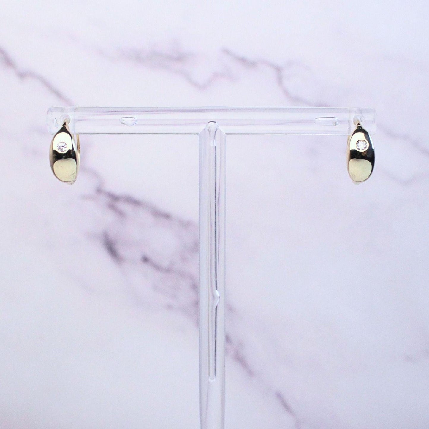 10K Solid Gold CZ Allison Hoop Earrings – Minimalist Everyday Huggies