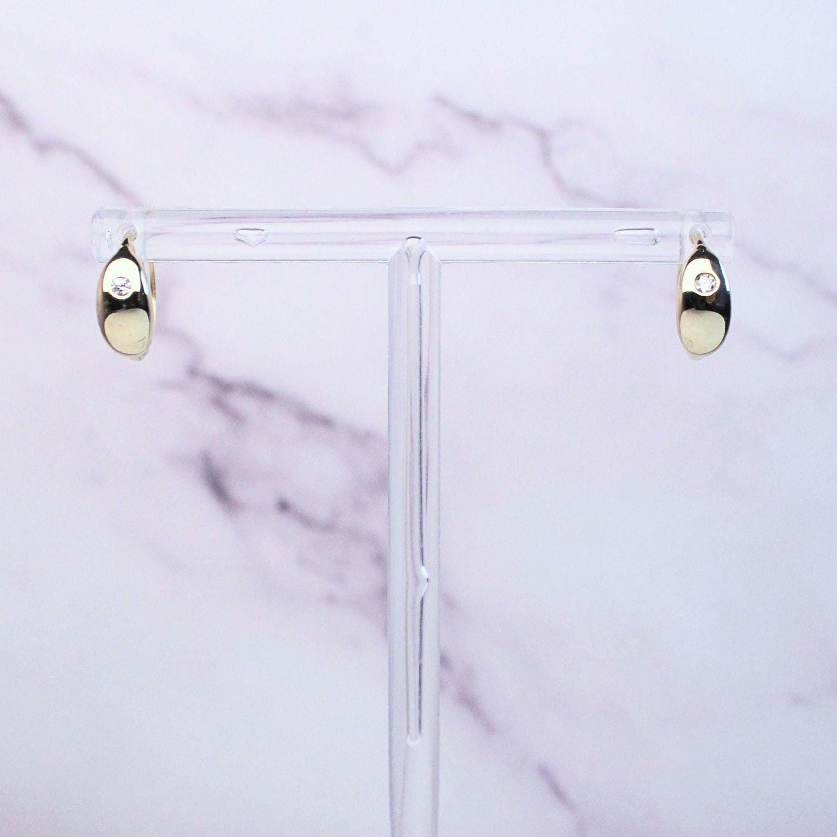 10K Solid Gold CZ Allison Hoop Earrings – Minimalist Everyday Huggies