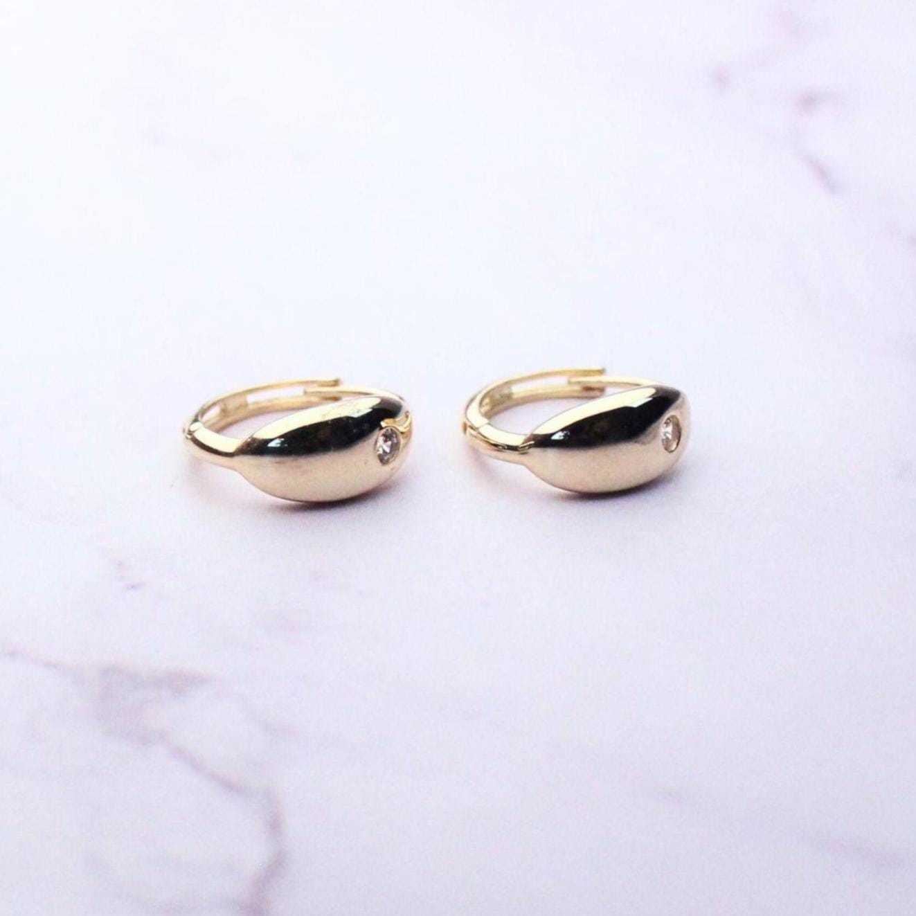 10K Solid Gold CZ Allison Hoop Earrings – Minimalist Everyday Huggies