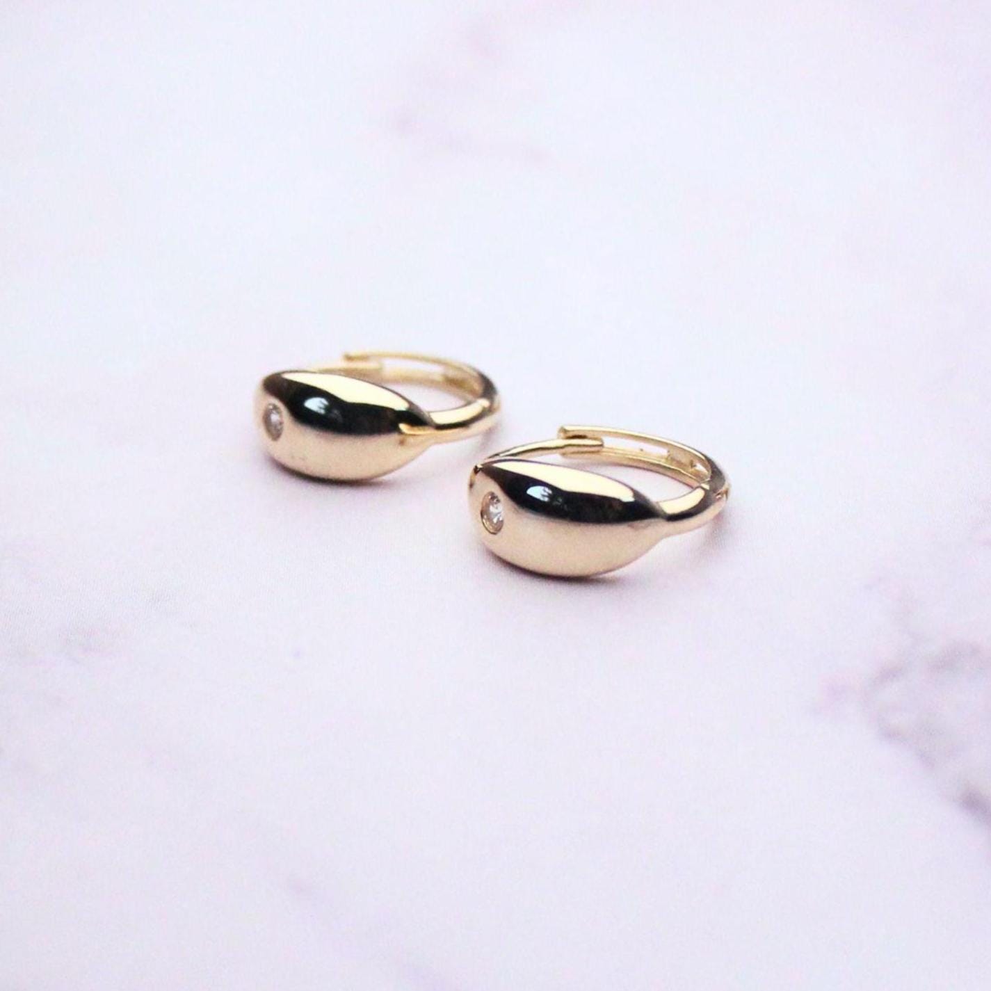 10K Solid Gold CZ Allison Hoop Earrings – Minimalist Everyday Huggies