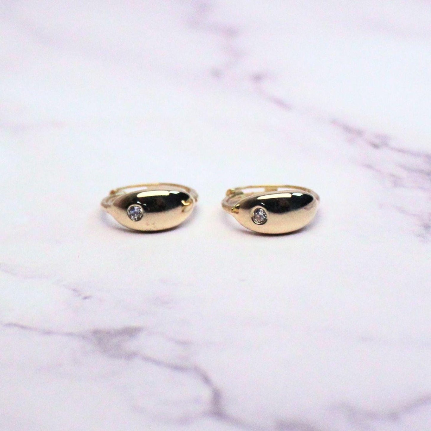 10K Solid Gold CZ Allison Hoop Earrings – Minimalist Everyday Huggies