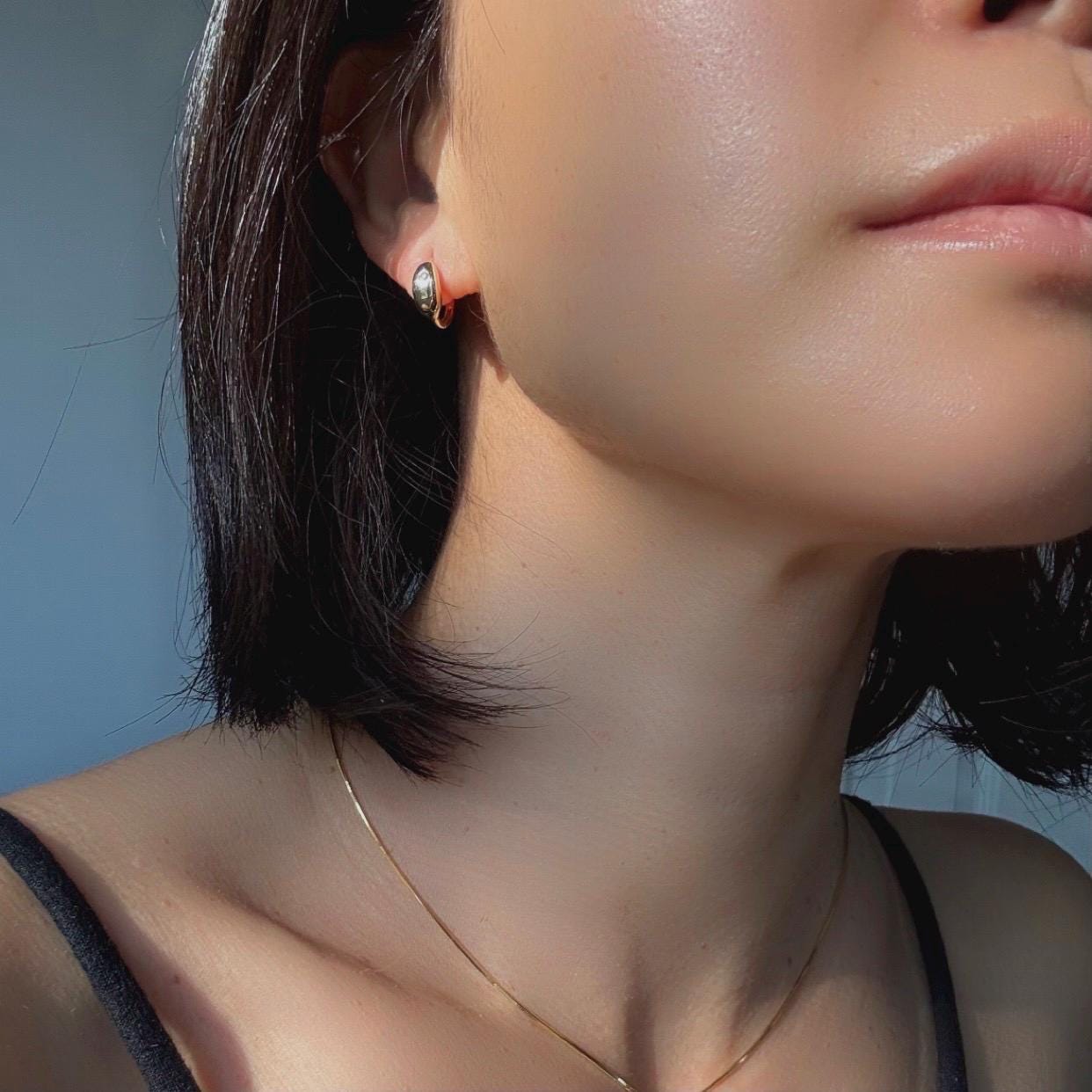 10K Solid Gold CZ Allison Hoop Earrings – Minimalist Everyday Huggies