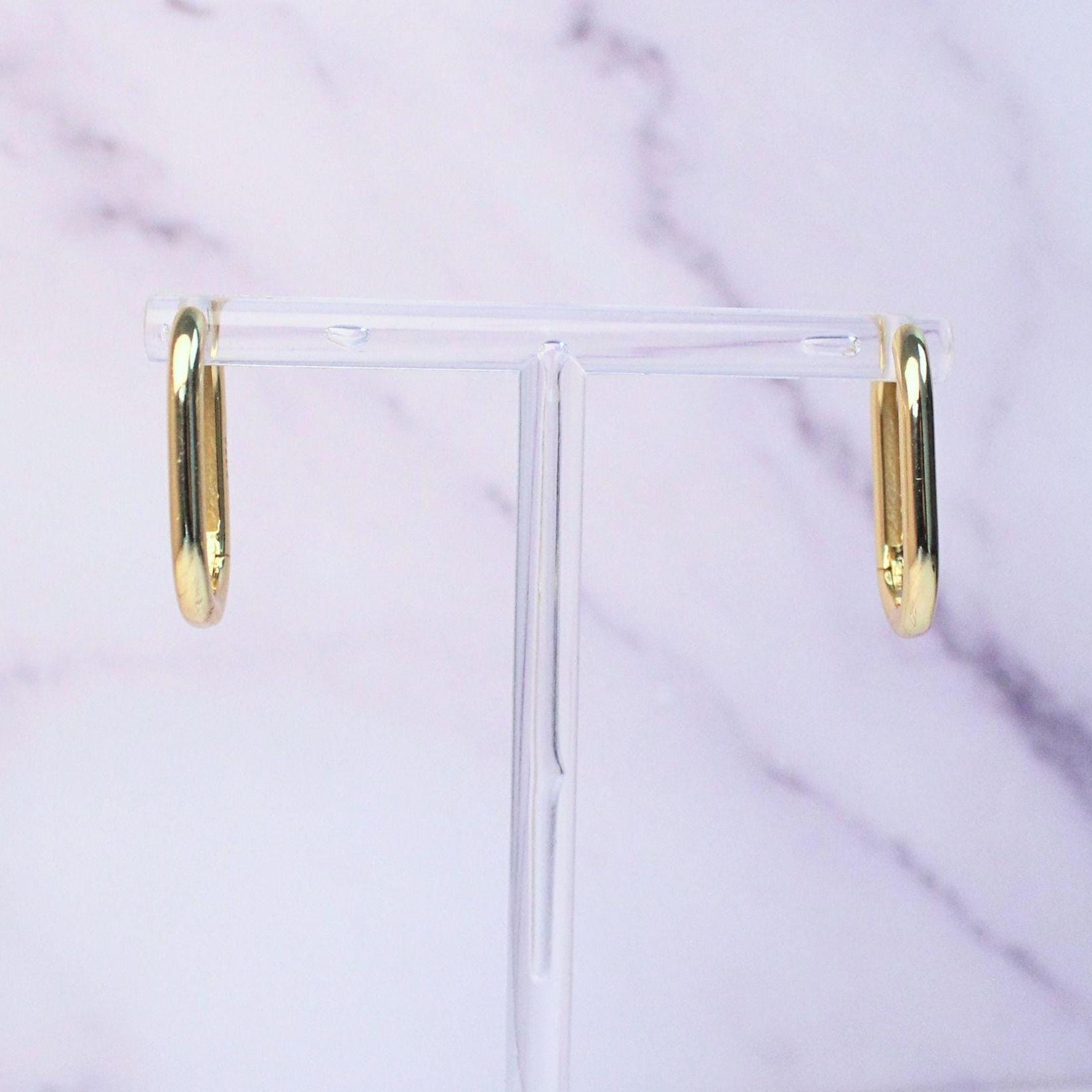14K Gold Plated Sterling Silver Oval Hoop Charlie Earrings | Modern Minimalist Everyday Hoops