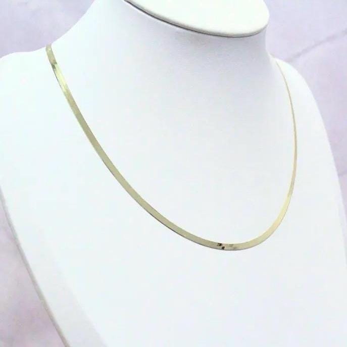 18K Plated Sterling Silver Herringbone Elliot Necklace | 3mm Flat Snake Chain