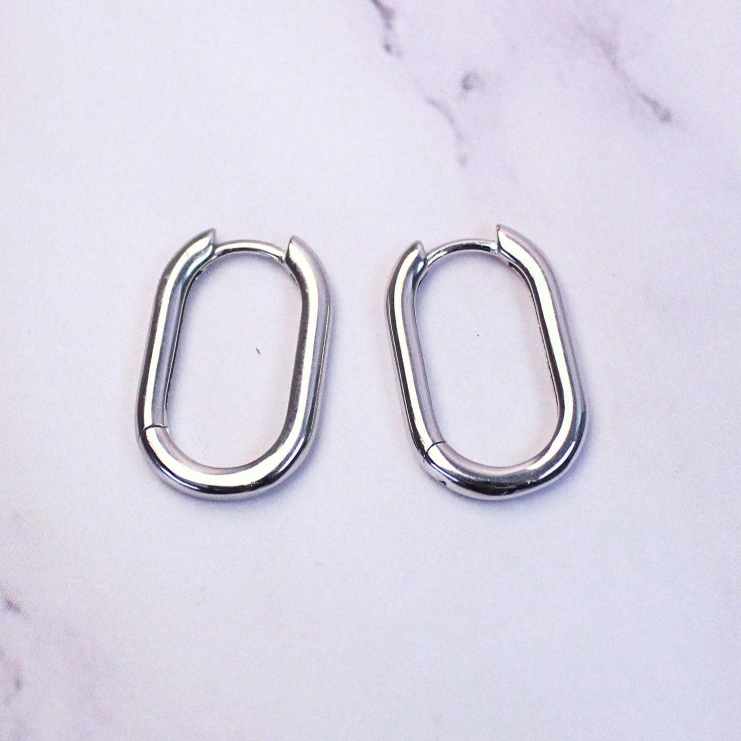 Sterling Silver Oval Hoop Charlie Earrings | Modern Minimalist Everyday Hoops