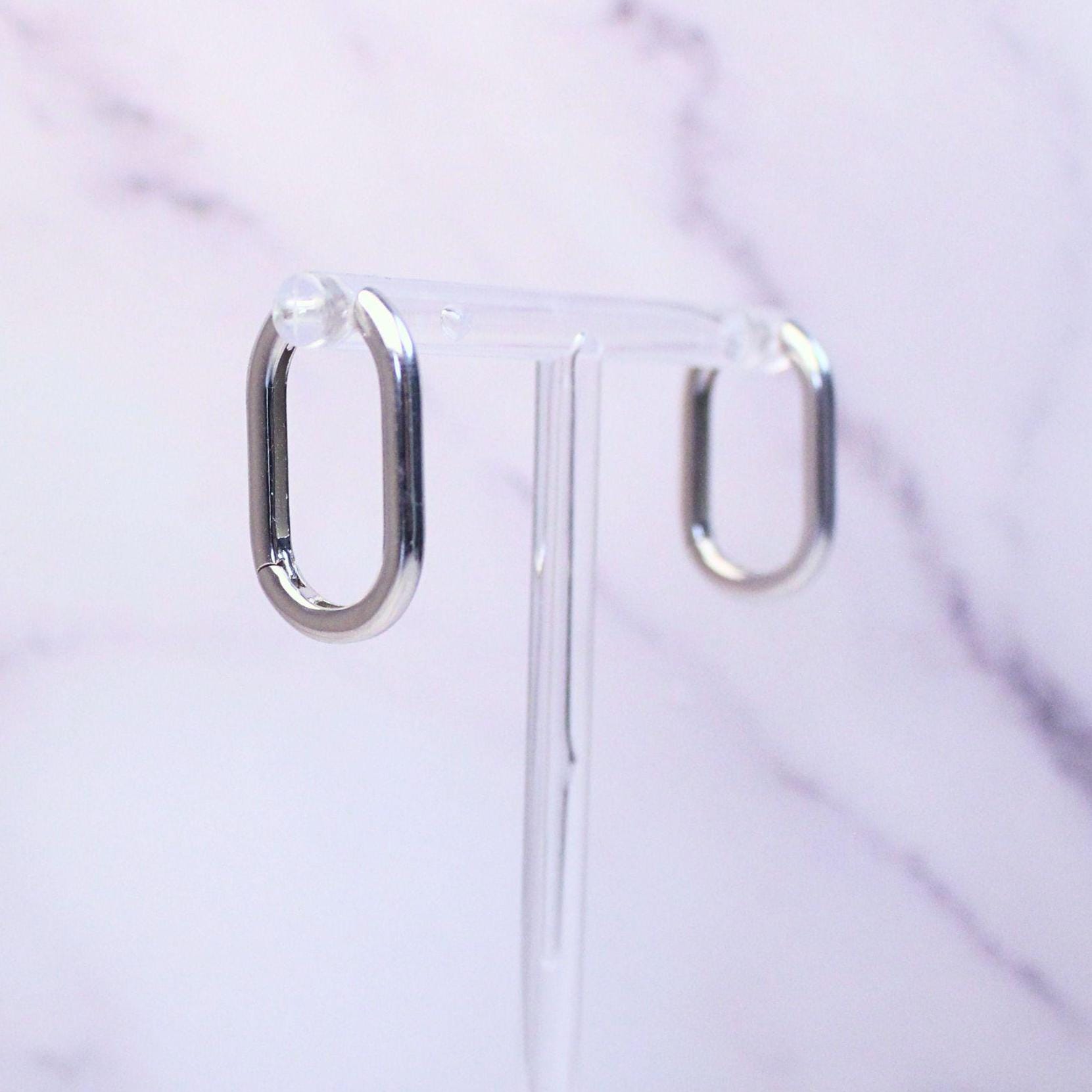 Sterling Silver Oval Hoop Charlie Earrings | Modern Minimalist Everyday Hoops