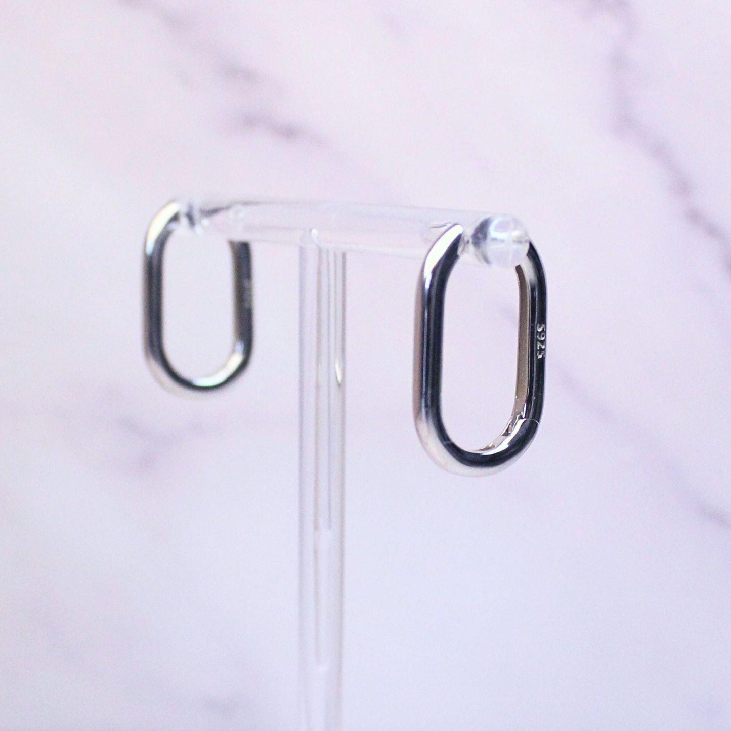 Sterling Silver Oval Hoop Charlie Earrings | Modern Minimalist Everyday Hoops