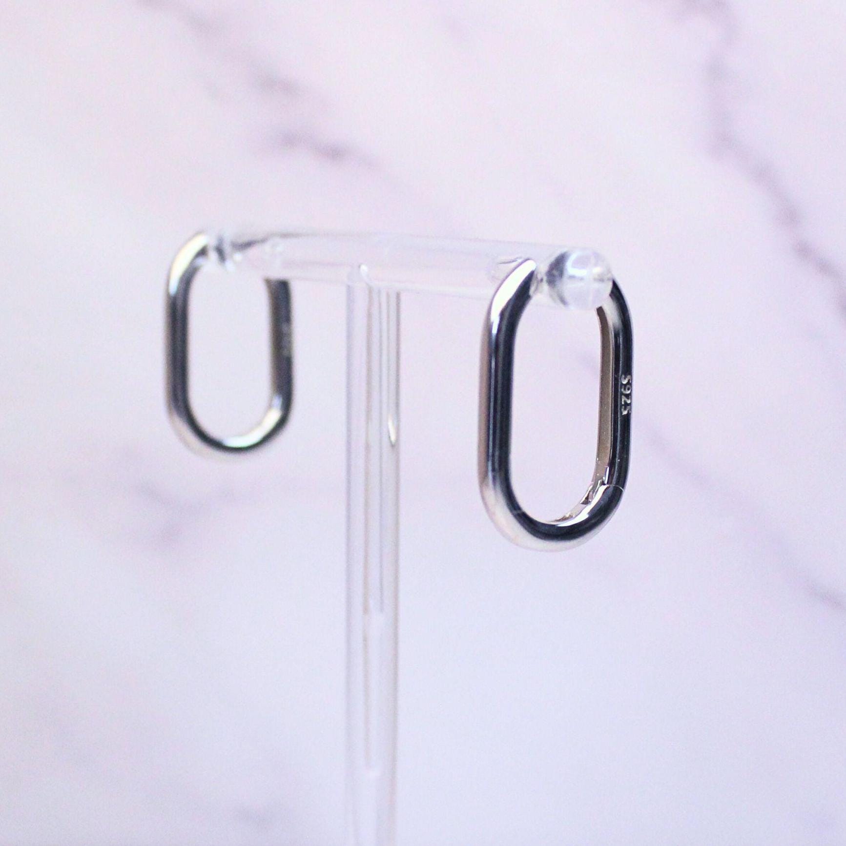 Sterling Silver Oval Hoop Charlie Earrings | Modern Minimalist Everyday Hoops