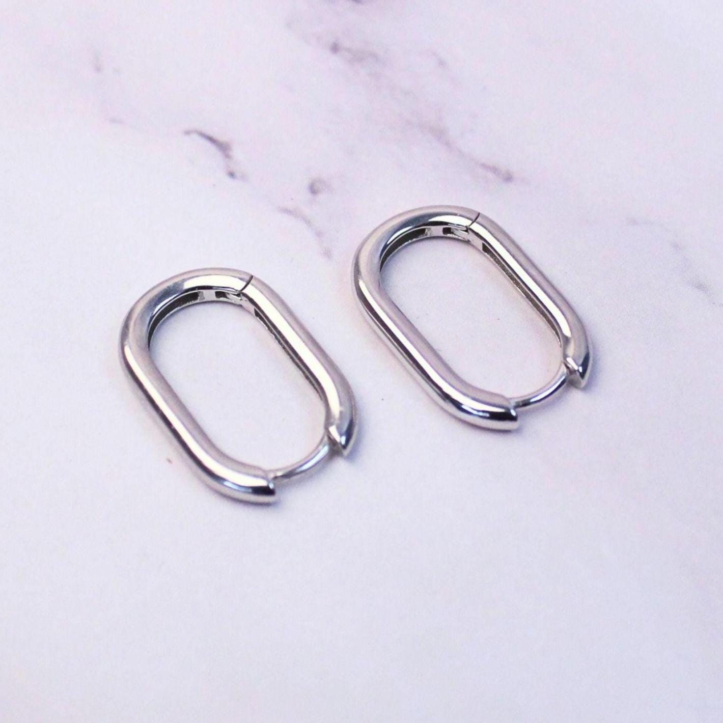 Sterling Silver Oval Hoop Charlie Earrings | Modern Minimalist Everyday Hoops