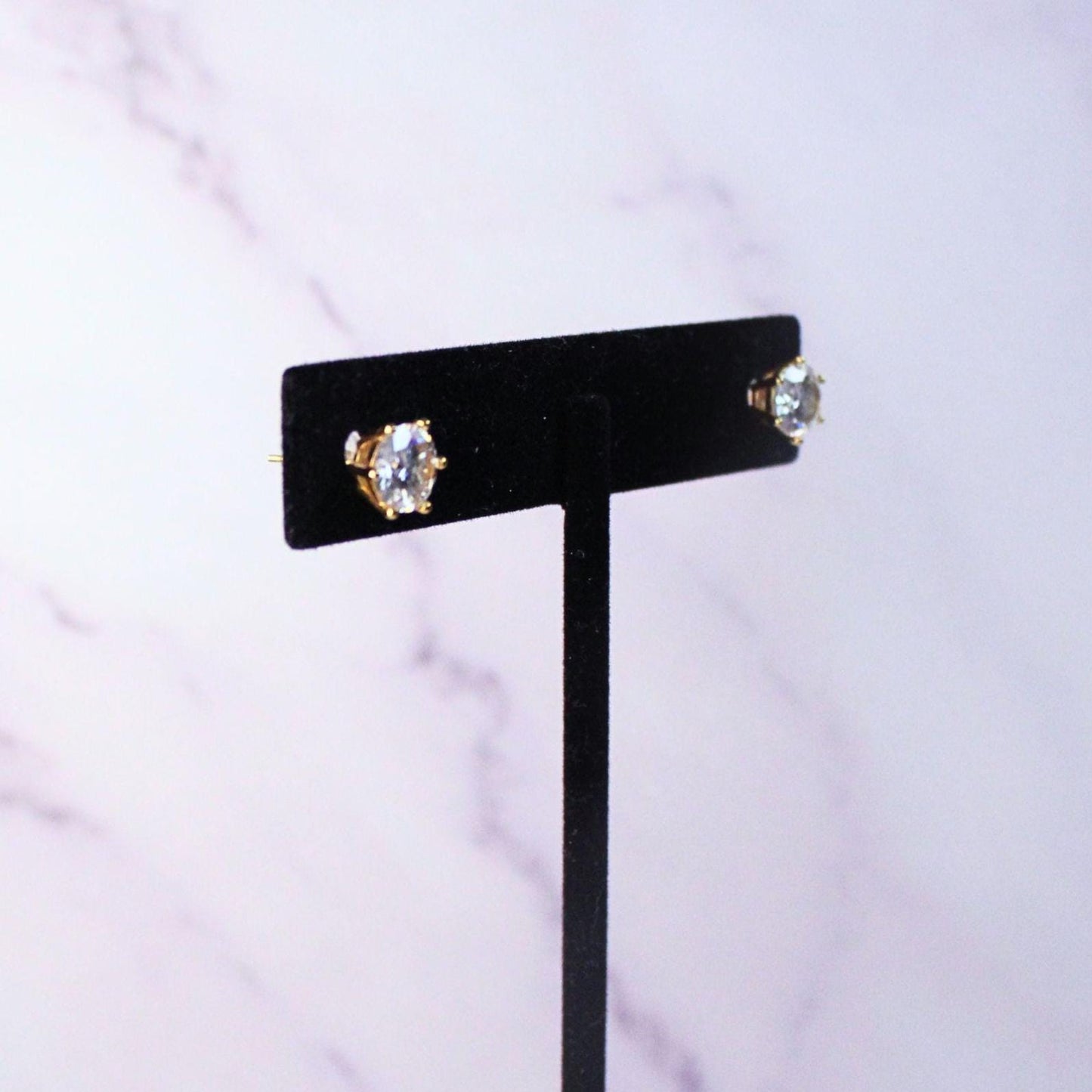 14K Gold 1CT Moissanite Lillian Stud Earrings | Round Cut Moissanite Solitaire Studs