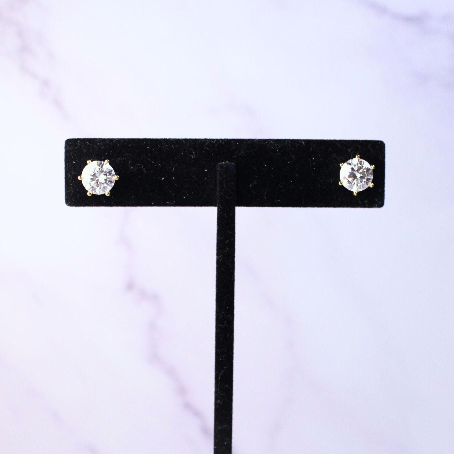 14K Gold 1CT Moissanite Lillian Stud Earrings | Round Cut Moissanite Solitaire Studs