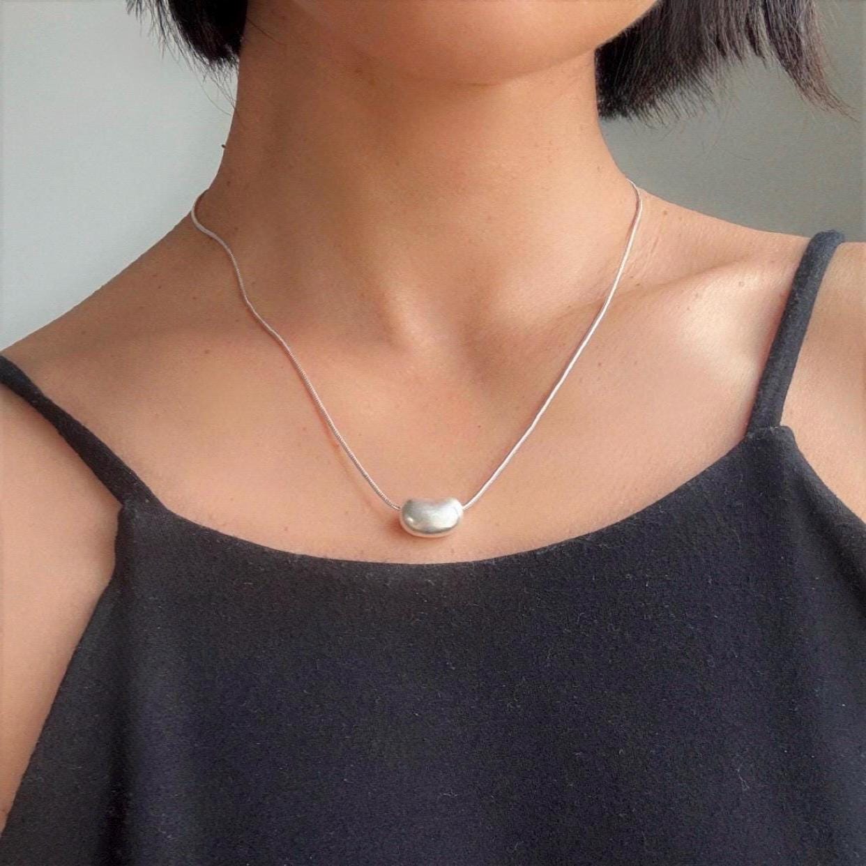 Sculpted Bead Sterling Silver Harper Necklace | Minimalist Everyday Jewelry
