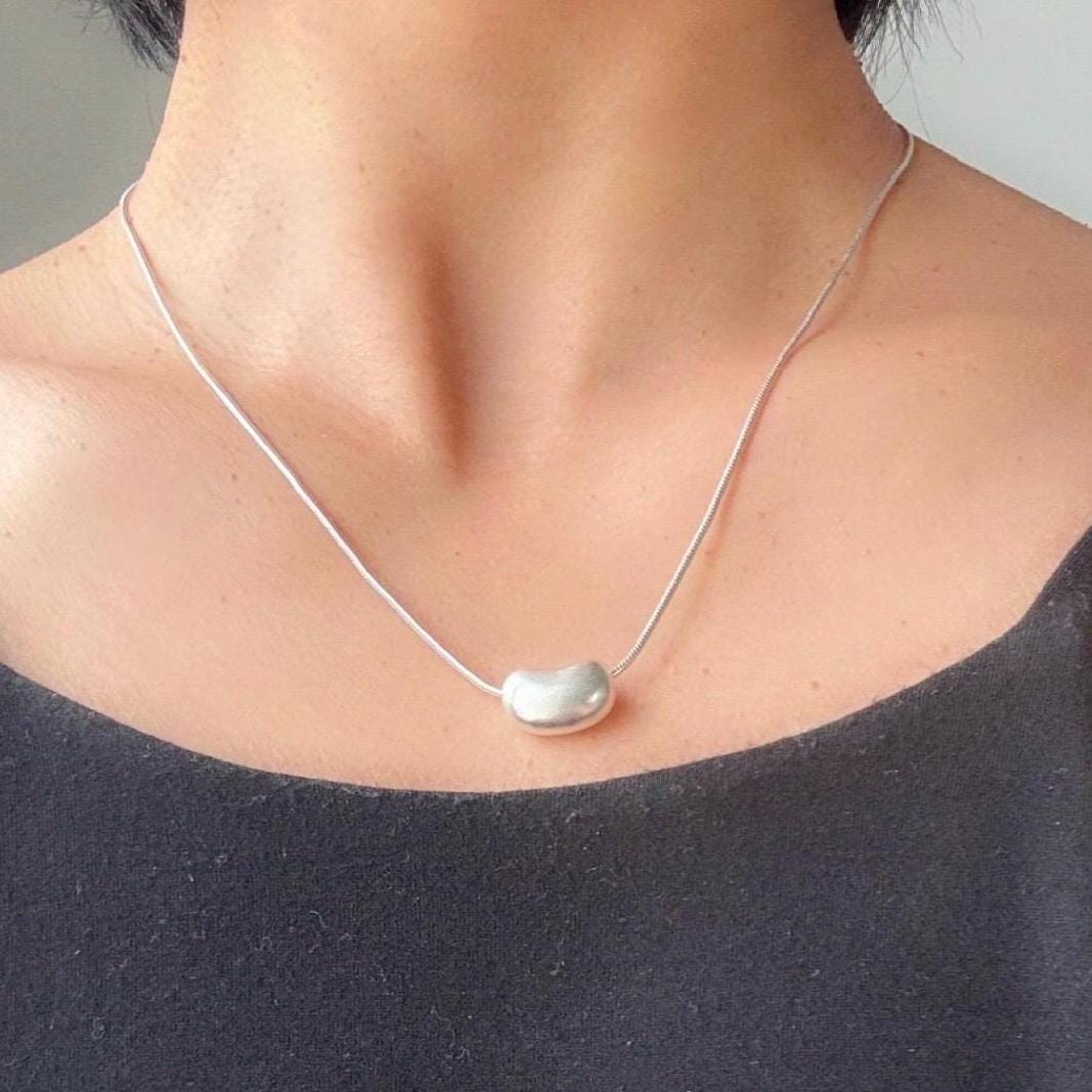 Sculpted Bead Sterling Silver Harper Necklace | Minimalist Everyday Jewelry