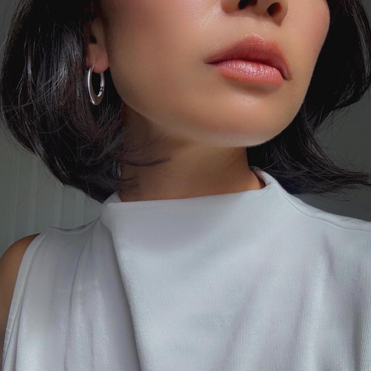 Sterling Silver Oval Mia Hoop Earrings | Modern Minimalist Statement Hoops