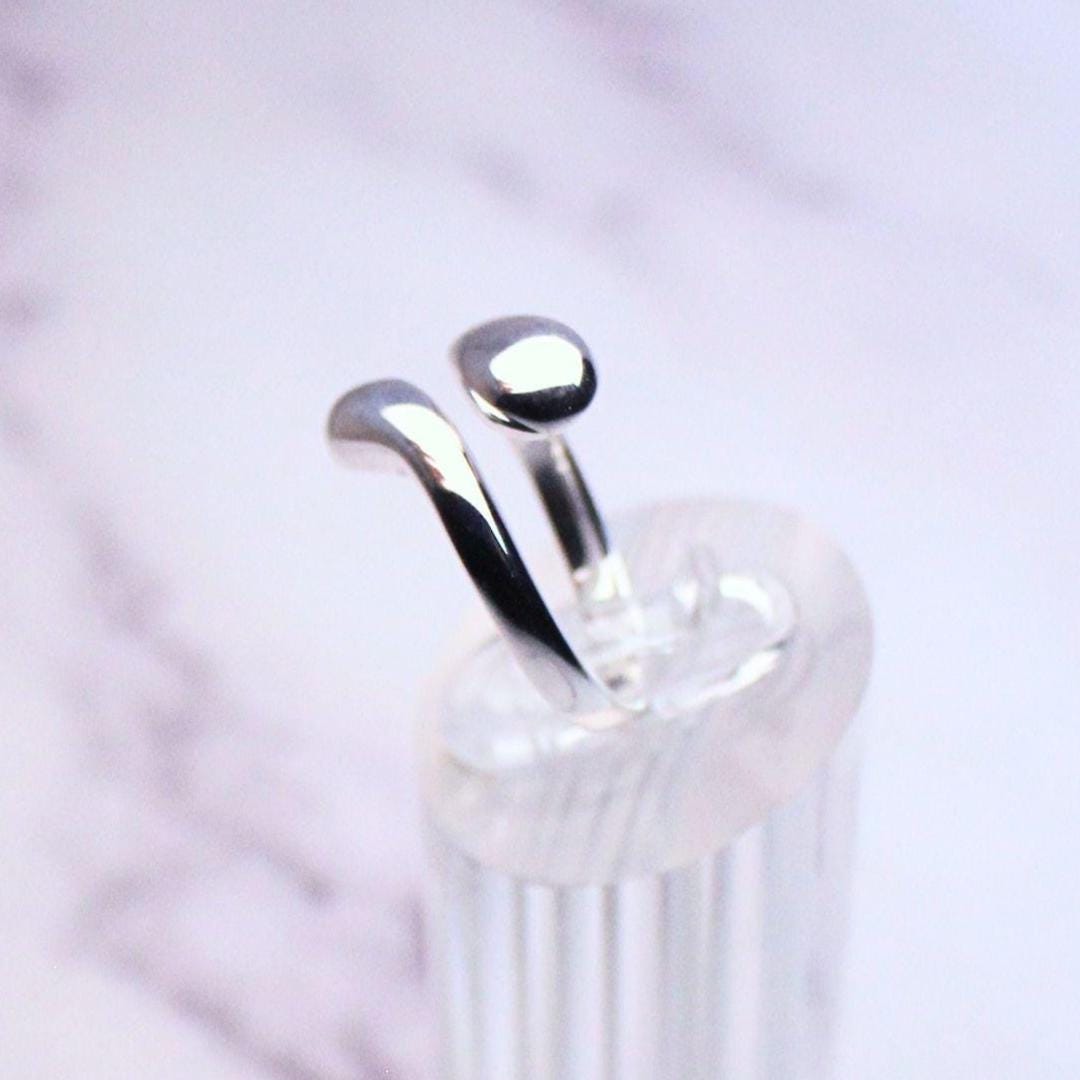 Sterling Silver Adjustable Natalia Ring – Modern Minimalist Open Band