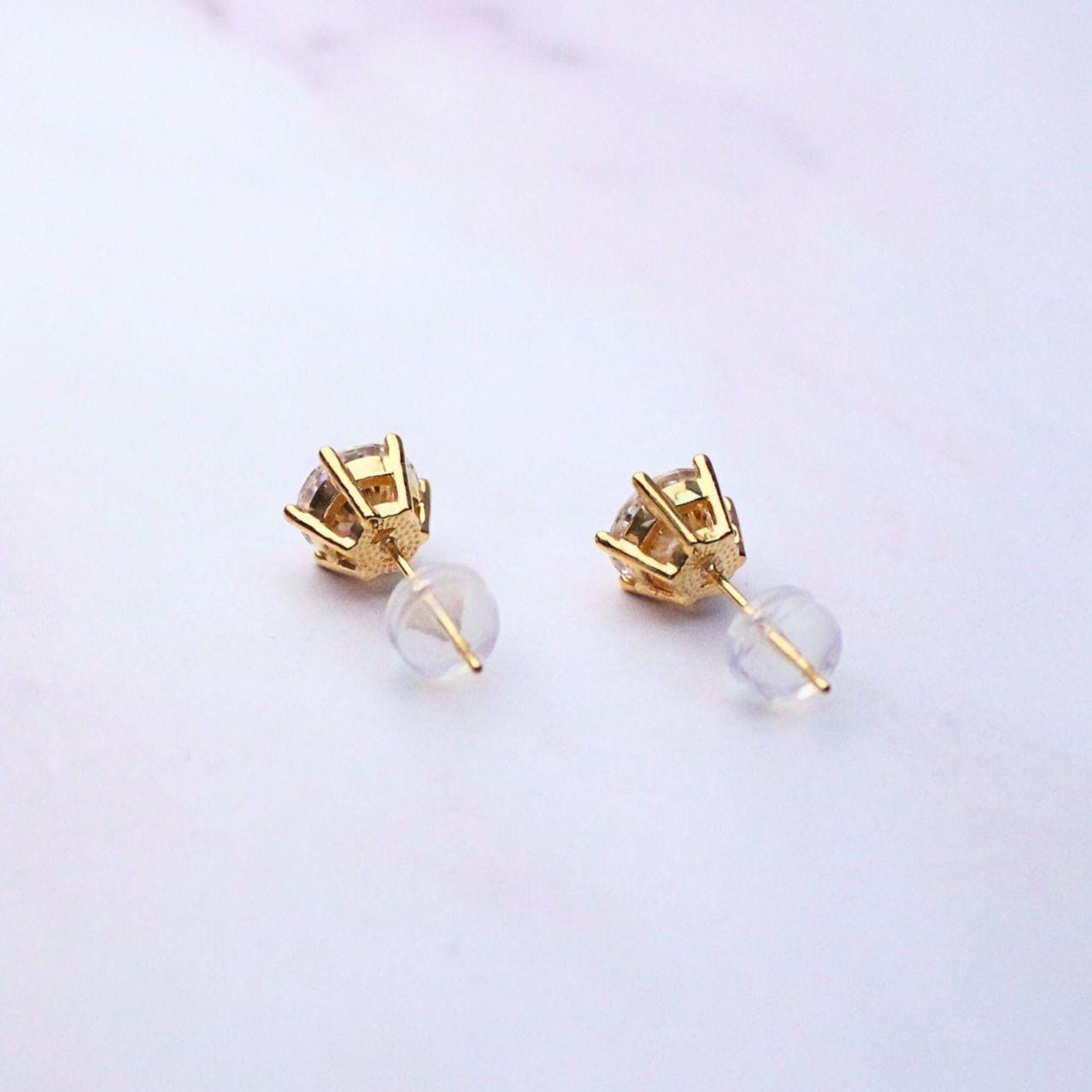 14K Gold 1CT Moissanite Lillian Stud Earrings | Round Cut Moissanite Solitaire Studs